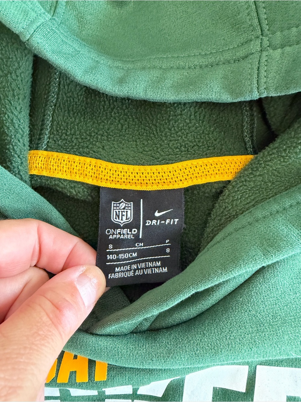 Nike Green Bay Packers Kids Pullover Hoodie - Green/Yellow size small - Picture 2 of 2